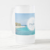Chope Givrée Plage tropicale pittoresque avec Monogramme de hut (Devant gauche)