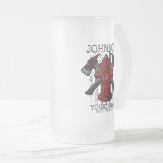 Chope Givrée Pompier NOM Fire Department Hydrant USA Drapeau (Devant droit)