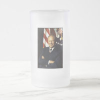 Portrait de Gerald Ford sur verre dépoli bière