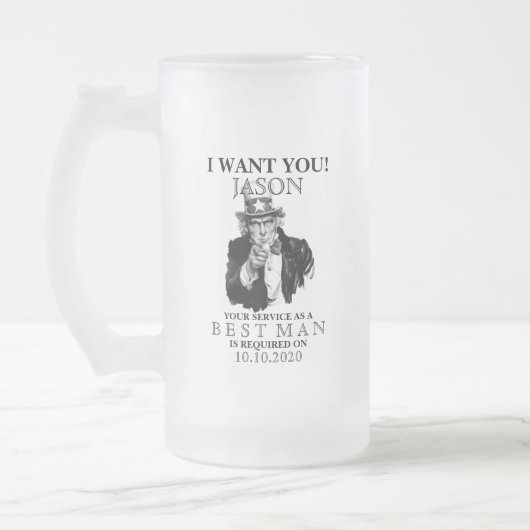 Chope Givrée Proposition de Best Man Groomsman Oncle Sam Je veu (Gauche)