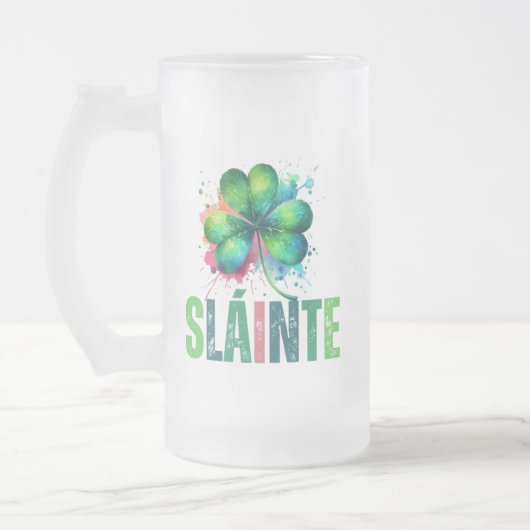 Chope Givrée Shamrock d'aquarelle - Sláinte - Saint Patrick Day (Gauche)