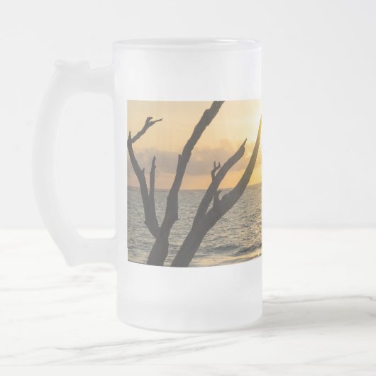 Chope Givrée Silhouette Arbre Soleil Folie Bière En Verre Froid (Gauche)