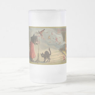 Chope Givrée Sorcière d'Halloween Vintage, cochon de chat, Ste