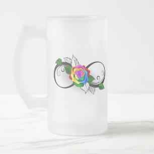 Chope Givrée Symbole d'infini avec Rose arc-en-ciel