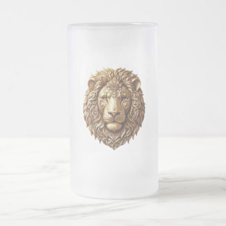 Chope Givrée Tête de Lion Majestueuse Ornement Tribal Art Verre