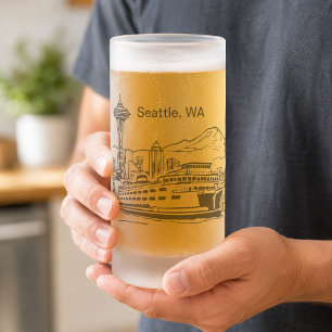 Chope Givrée Traversier de Seattle & ligne d'horizon de l'État