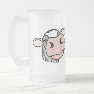 Chope Givrée vache de dessin animé noir blanc rose baiser gris
