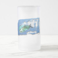 Verre de bière givré par attaque de poissons de