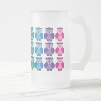 Chope Givrée Verre givré - motif mignon de hibou d'arc-en-ciel