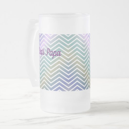 Chope Givrée Verre personnalisé violet, bleu et vert rayures (Devant gauche)