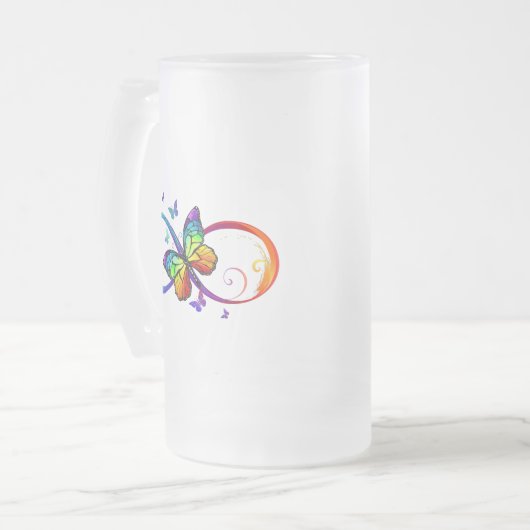 Chope Givrée Vibrant infinity with rainbow butterfly on black (Devant gauche)