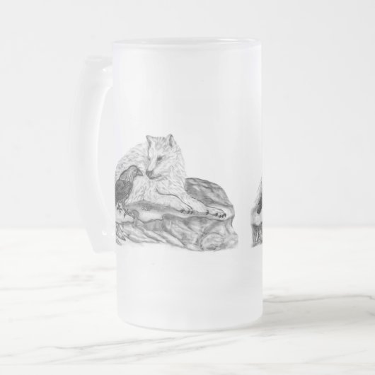 Chope Givrée Wolf and Raven black and white design (Devant gauche)