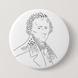 Chopin, muzieknoten, muzieksymbolen ronde button 7,6 cm