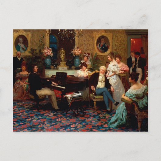 Chopin spelen op de piano briefkaart (Voorkant)