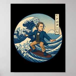 Chopins Clicale Muzikant Ukiyo-e Surfen Katakana Poster