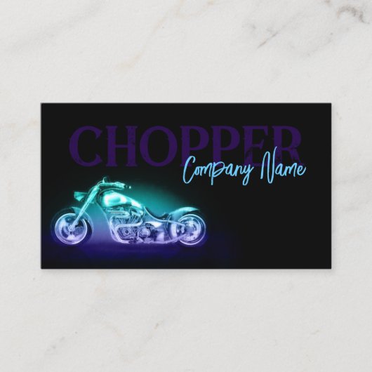 Chopper Bike Neon Light Simple Carte de visite noi (Devant)