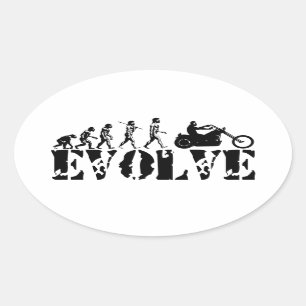 Chopper Biker Motorfiets Rider Evolution Art Ovale Sticker