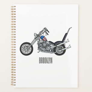 Chopper Motorcycle 1950 cartoon illustration