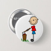 Chopping Wood Stick Figuur Button (Voorkant /achterkant)
