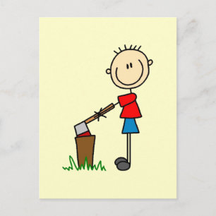 Chopping Wood Stick Figuur Overhemden en cadeaus Briefkaart