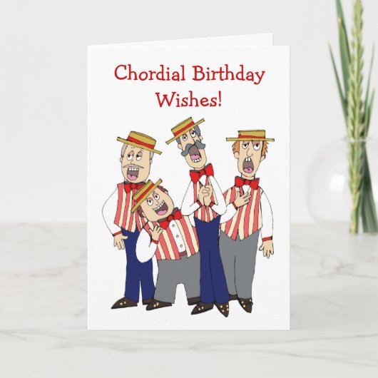 Chordial Birthday Mannen Cartoon Quartet Kaart (Voorkant)
