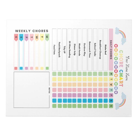 Chore Chart Custom Notitieblok voor kinderen & To (Voorkant)