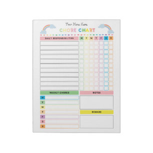 Chore Chart Notitieblok voor kinderen met Rewards 