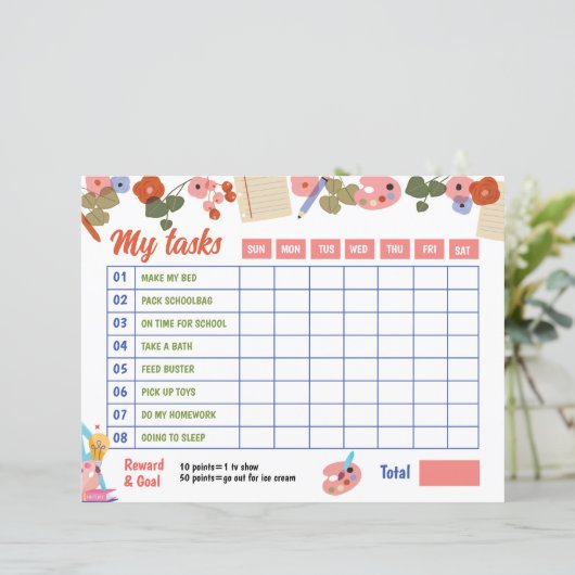 Chore Chart Sjabloon (Staand voorkant)