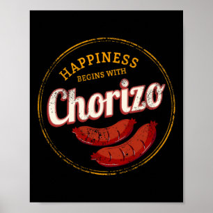 Chorizo Retro Sausage Vintage Bbq Gourmet Barbecue Poster