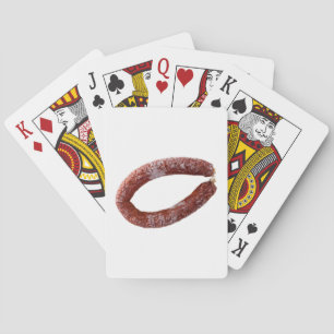 Chorizo worst geïsoleerd als gesneden speelkaarten