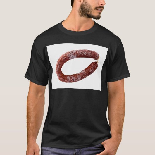 Chorizo-worst, geïsoleerd als gesneden t-shirt (Voorkant)