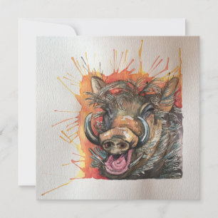 Chortling Warthog briefkaart stijl Notecard