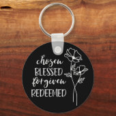 Chosen Blessed Forgave in White Sleutelhanger (Voorkant)