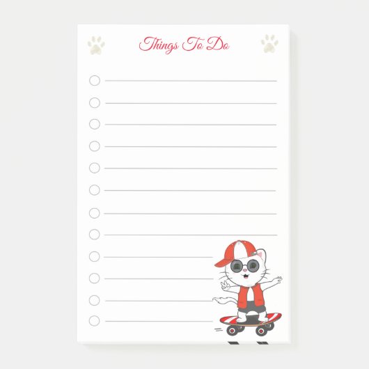 Choses à faire et mignonne patineur Chat Post-it N (Devant)