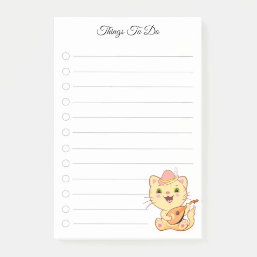 Choses à faire et Post-it de chat musical mignon (Devant)