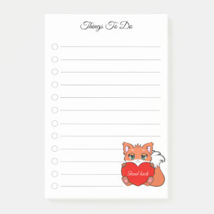 Choses à faire et Post-it de petit renard mignon