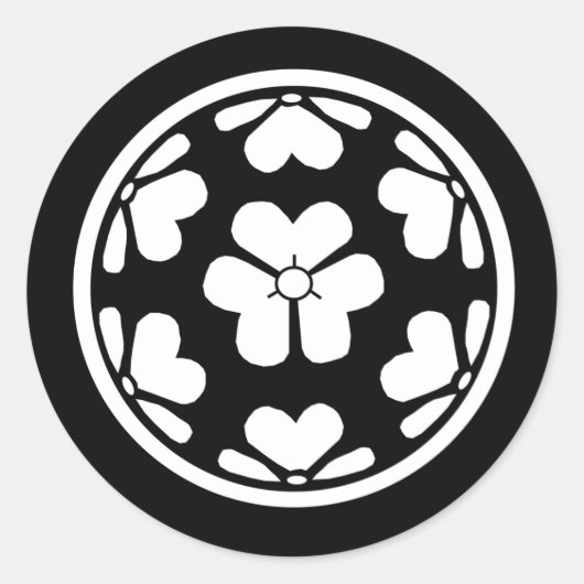 Chosokabe Mon Japanse Samurai Clan Ronde Sticker (Voorkant)