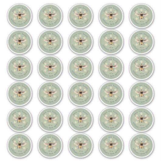 Chou Jar Étiquette Miel Bee Apiary Stickers 2 POUC (Devant)
