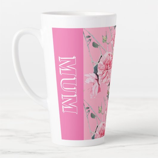 Chou rose Rose Rose Aquarelle florale Mum Mug (Gauche)
