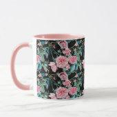 Chou rose Rose Rose de l'aquarelle florale Mug (Gauche)