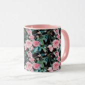 Chou rose Rose Rose de l'aquarelle florale Mug (Devant droit)