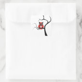Chouette à crâne rouge dans un autocollant à arbre (Sac)