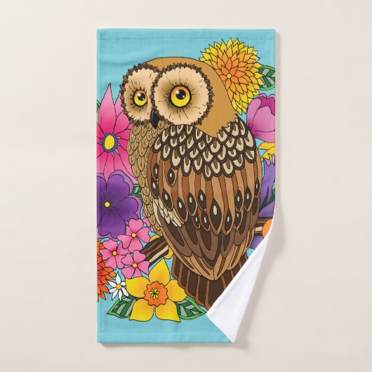 Chouette à fleurs (Serviette à main)