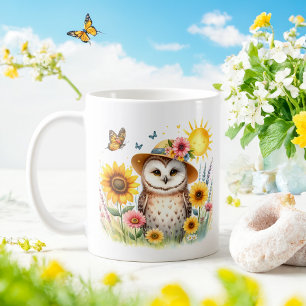 Chouette à l'aquarelle de printemps - Mug d'enfant
