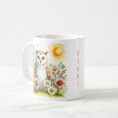 Chouette à l'aquarelle de printemps - Mug d'enfant (Devant gauche)