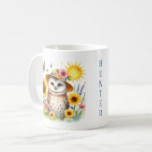 Chouette à l'aquarelle de printemps - Mug d'enfant (Devant gauche)