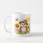 Chouette à l'aquarelle de printemps - Mug d'enfant (Gauche)