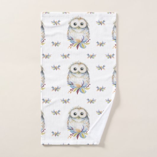 Chouette à l'aquarelle mignonne (Serviette à main)
