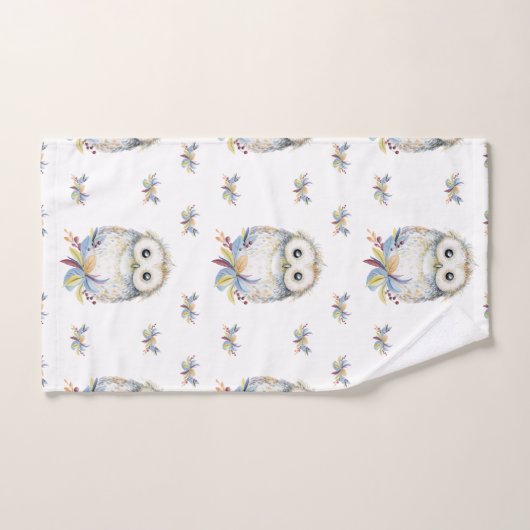 Chouette à l'aquarelle mignonne (Serviette à main)