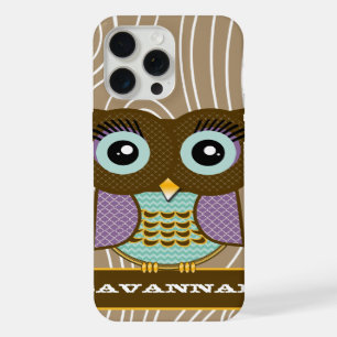 Chouette à yeux bleus motif bois zig zag Choisisse